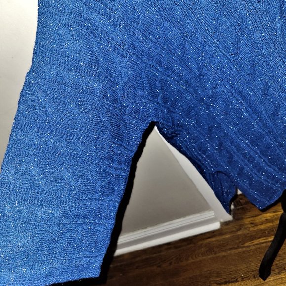 NWOT! ETRO Blue/Metallic Cable Oversized Mock Neck Sweater - EU 40/US S - Picture 5 of 5